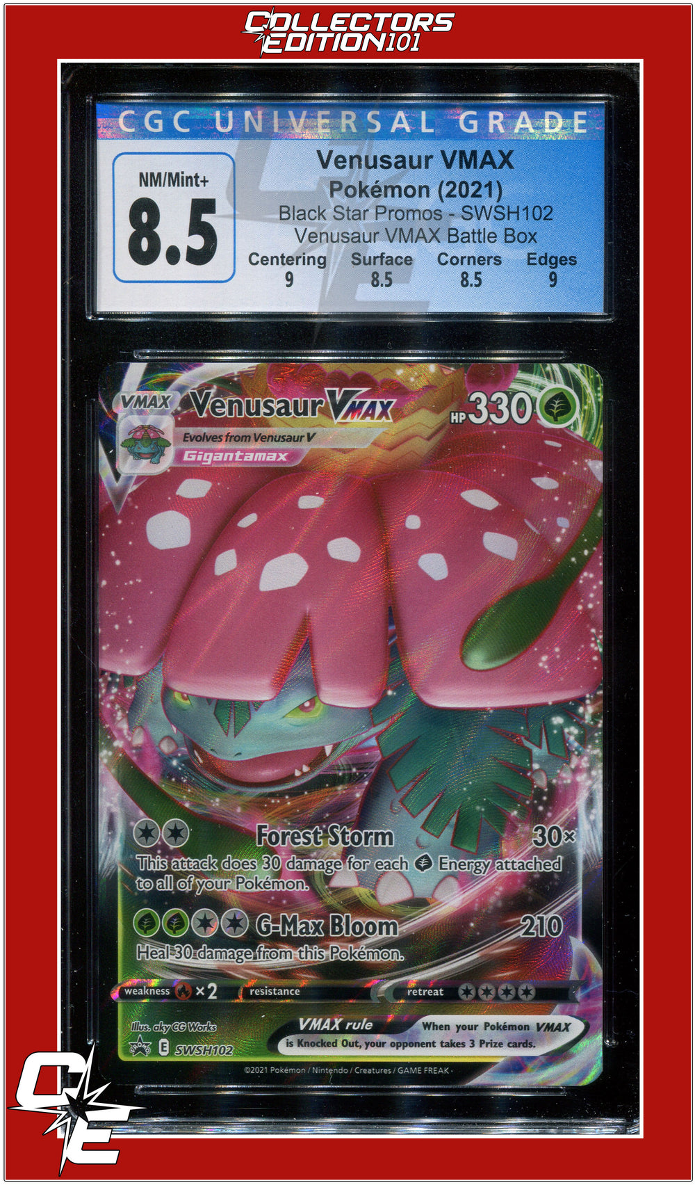 Black Star Promo Venusaur VMAX SWSH102 CGC 8.5 - Subgrades