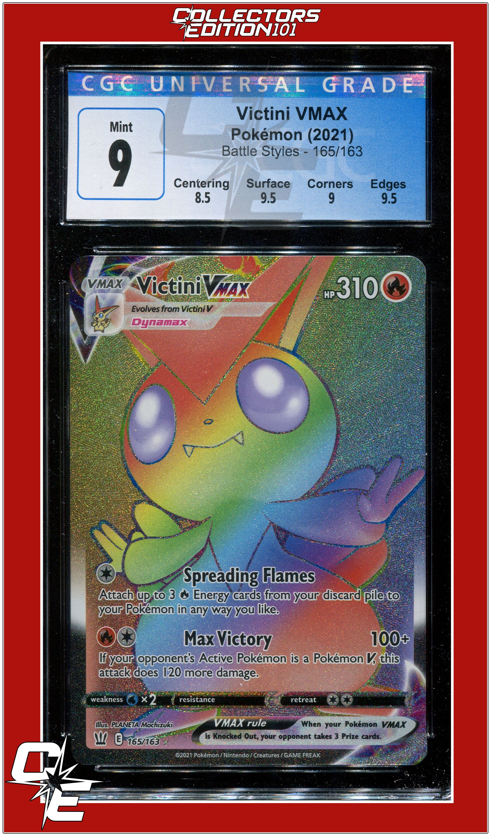 Battle Styles 165 Victini VMAX CGC 9 - Subgrades