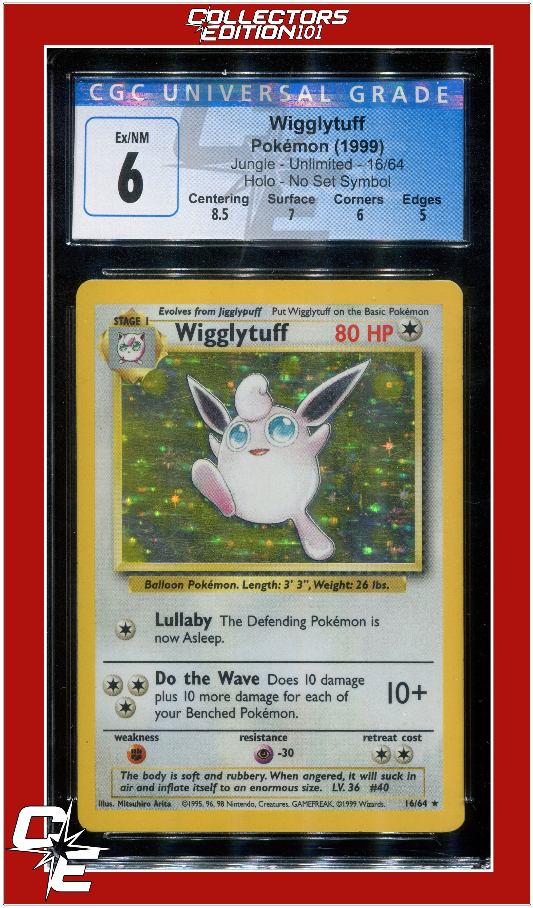 Jungle Wigglytuff Holo No Set Symbol 16/64 CGC 6 *ERROR* - Subgrades