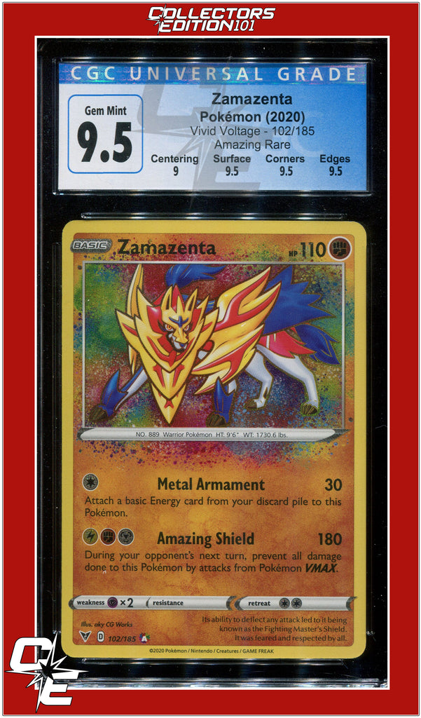 Vivid Voltage 102 Zamazenta Amazing Rare CGC 9.5 - Subgrades | Collectors Edition 101 Vivid Voltage 102 Zamazenta Amazing Rare CGC 9.5 - Subgrades | Collectors Edition 101