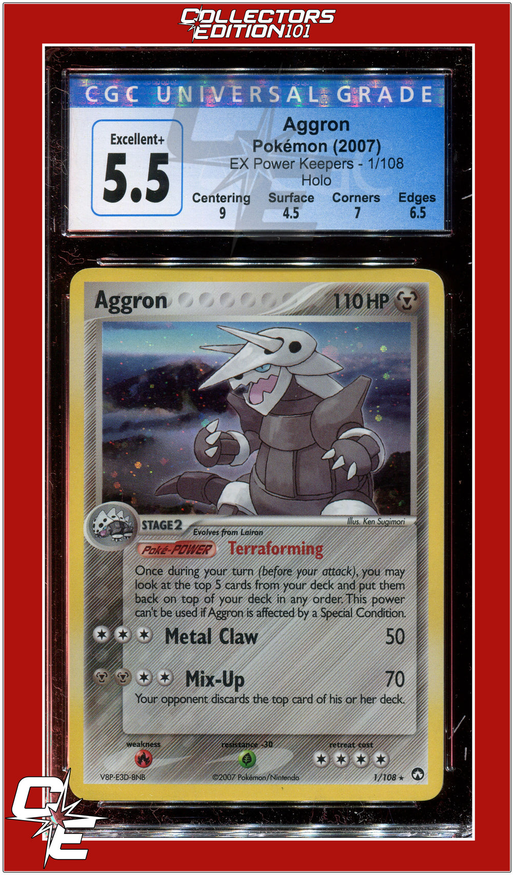 EX Power Keepers Aggron Holo 1/108 CGC 5.5 - Subgrades