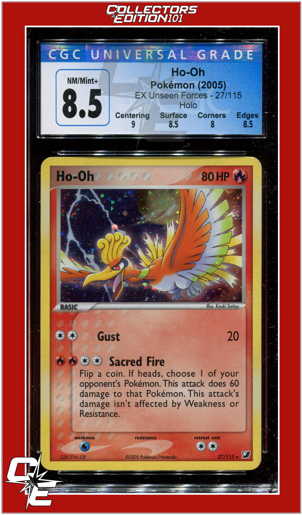 EX Unseen Forces Ho-Oh Holo 27/115 CGC 8.5 - Subgrades