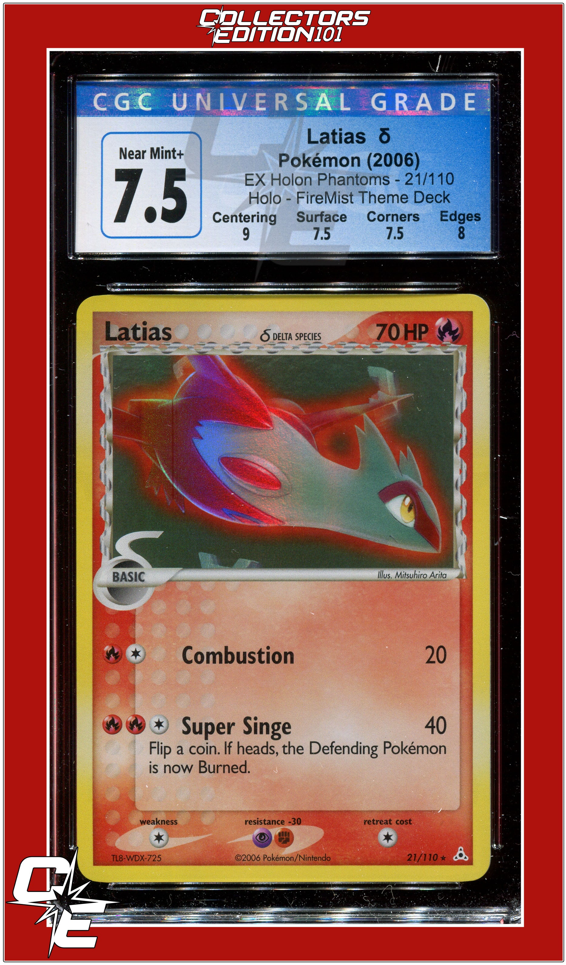 EX Holon Phantoms Latias ? Holo Theme Deck 21/110 CGC 7.5 - Subgrades