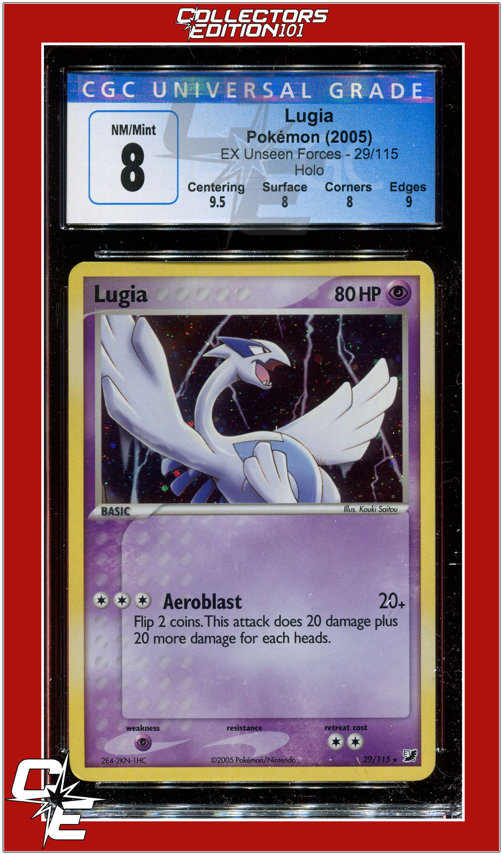 EX Unseen Forces Lugia Holo 29/115 CGC 8 - Subgrades