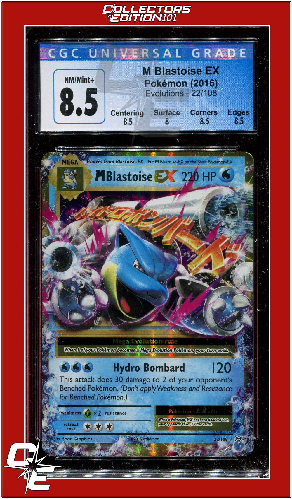 Evolutions M Blastoise EX 22/108 CGC 8.5 - Subgrades