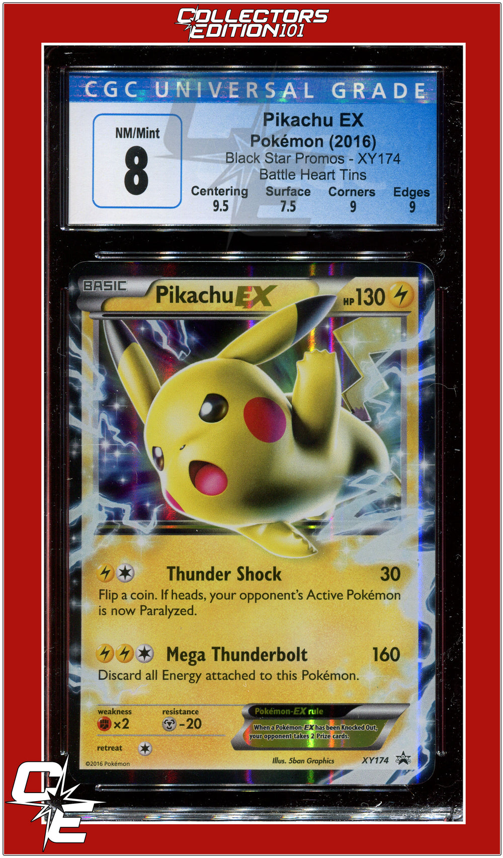 Black Star Promo Pikachu EX XY174 CGC 8 - Subgrades