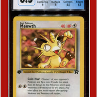 Team Rocket 1st Edition Meowth 62/82 CGC 8.5 - Subgrades