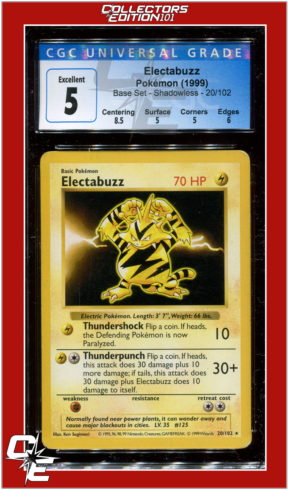 Base Set 20 Electabuzz Shadowless CGC 5 - Subgrades