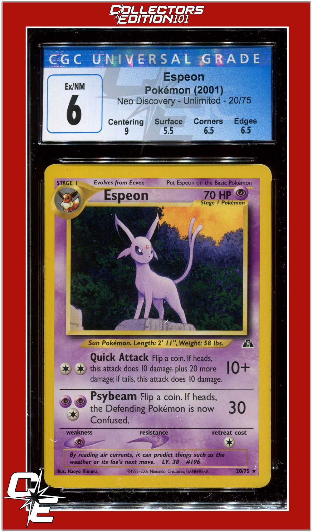 Neo Discovery Espeon 20/75 CGC 6 - Subgrades