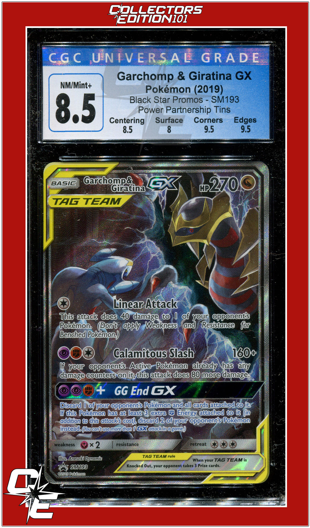 Black Star Promo Garchomp & Giratina GX SM193 CGC 8.5 - Subgrades