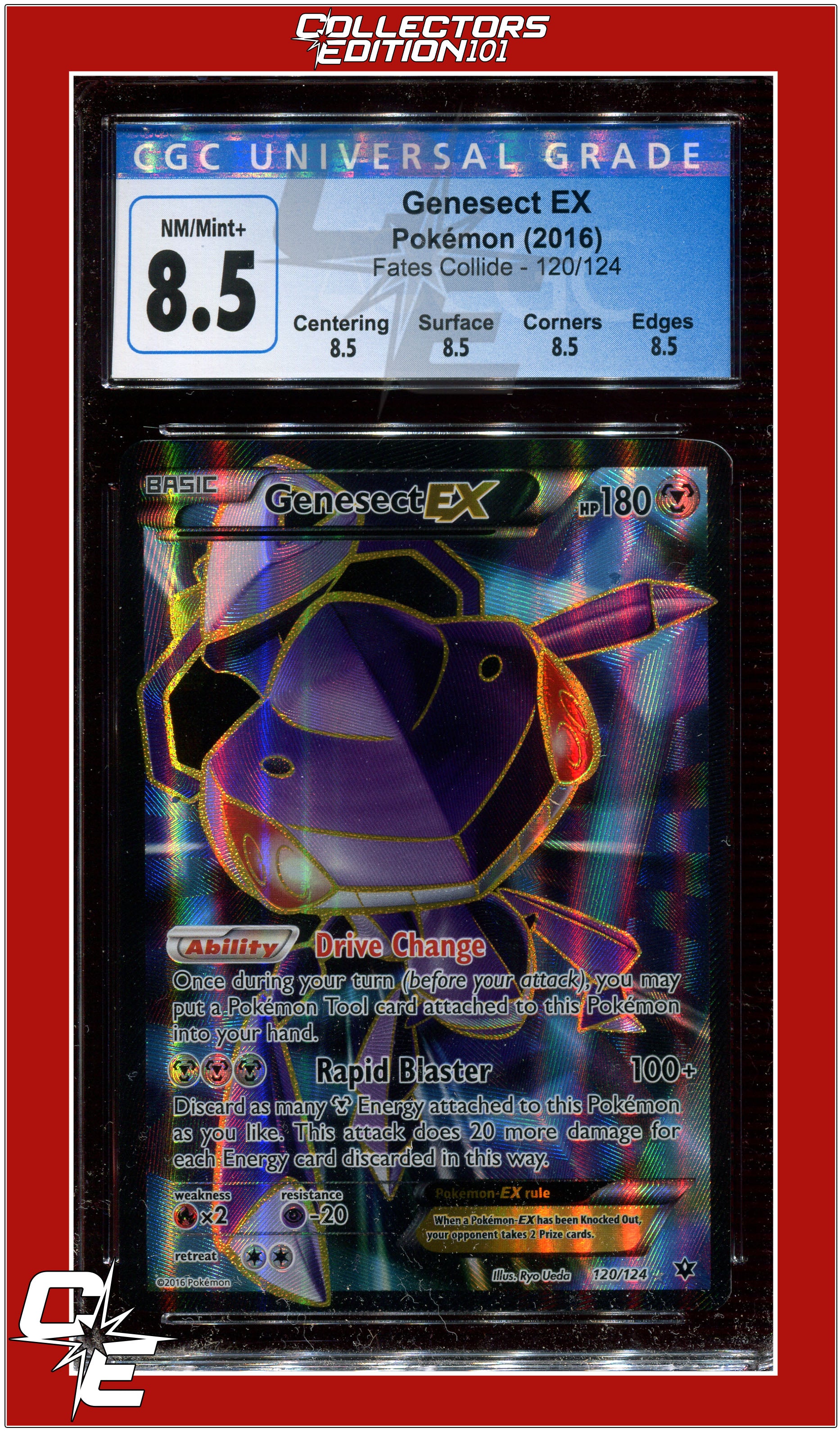Fates Collide 120 Full Art Genesect EX CGC 8.5 - Subgrades | Collectors Edition 101 Fates Collide 120 Full Art Genesect EX CGC 8.5 - Subgrades | Collectors Edition 101