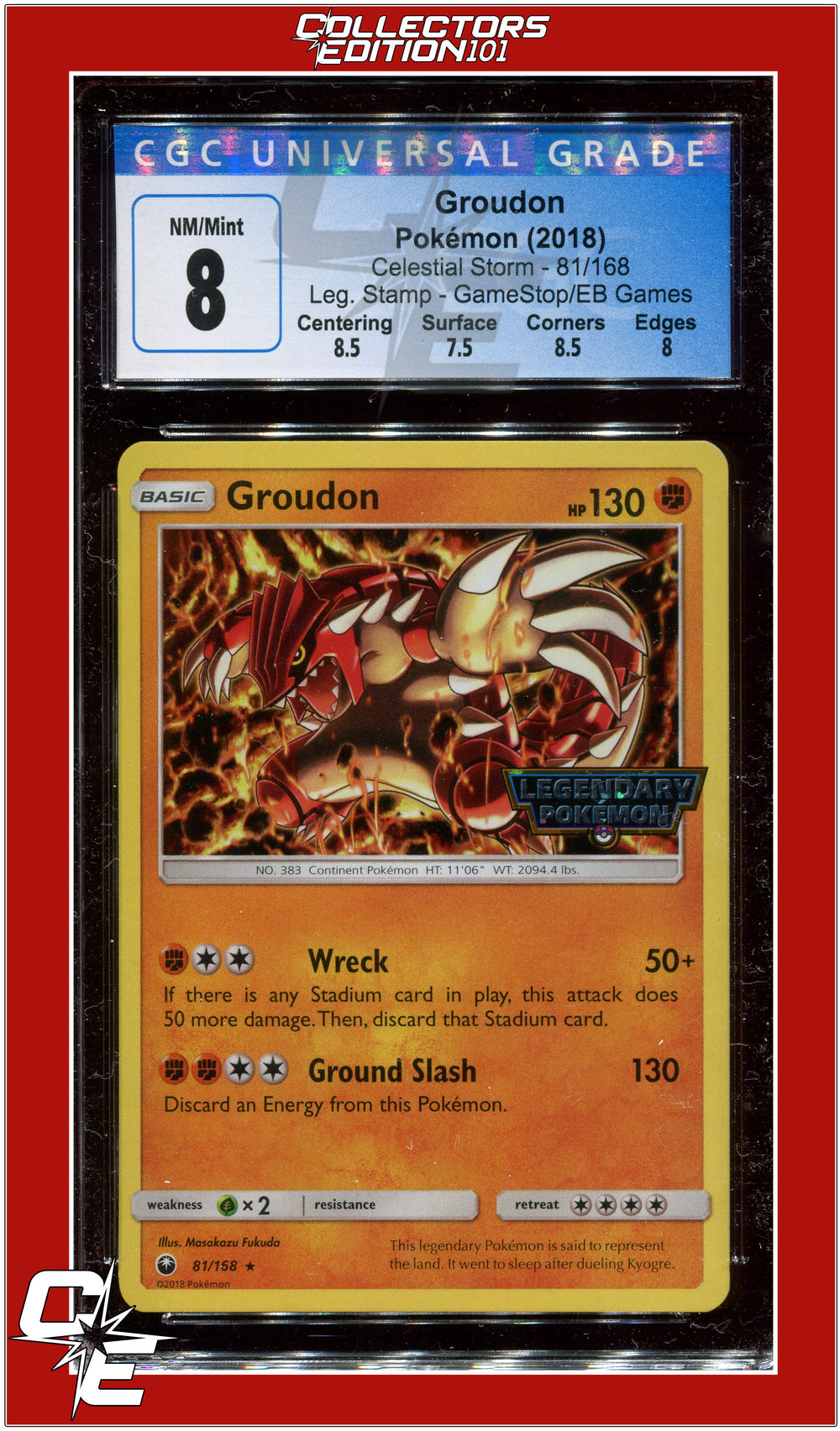 groudon legendary pokemon card Celestial Storm 81 Groudon GameStop Promo CGC 8 - Subgrades