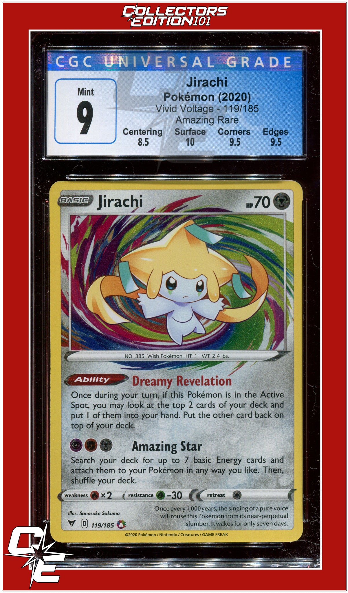 jirachi pokemon card amazing rare Vivid Voltage 119 Jirachi Amazing Rare CGC 9