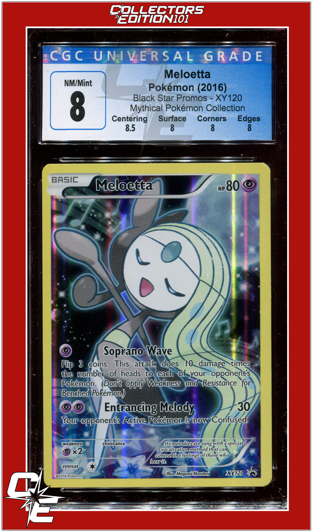 Black Star Promo Meloetta XY120 CGC 8 - Subgrades