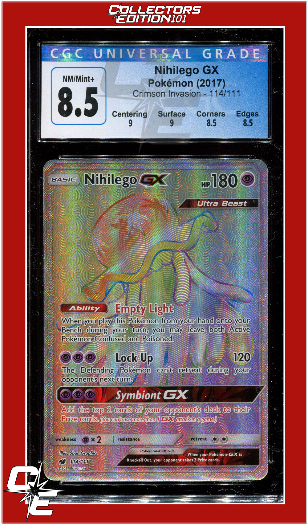 Crimson Invasion Nihilego GX 114/111 CGC 8.5 - Subgrades