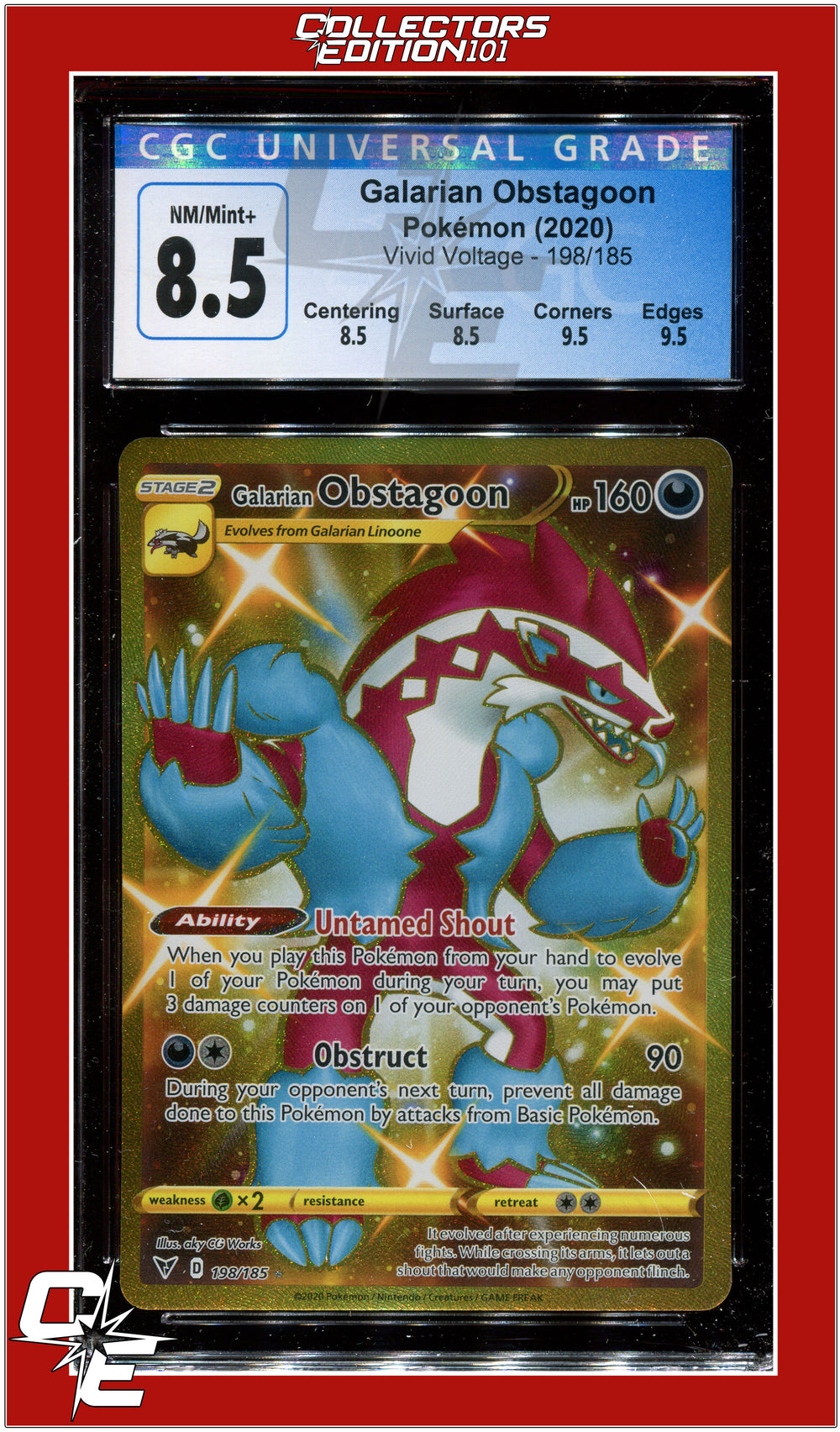 Vivid Voltage Galarian Obstagoon 198/185 CGC 8.5 - Subgrades