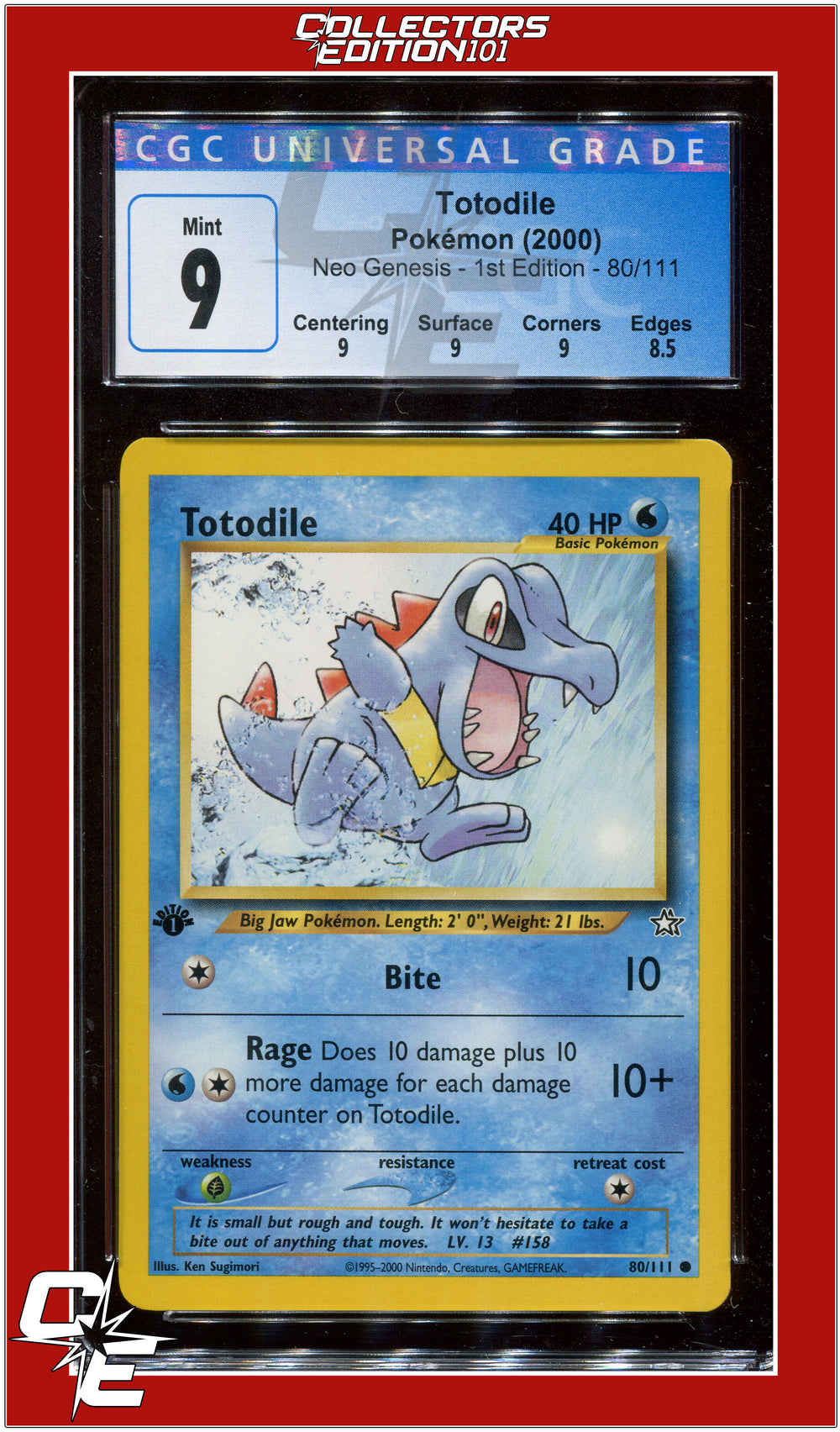 Neo Genesis 1st Edition Totodile 80/111 CGC 9 - Subgrades