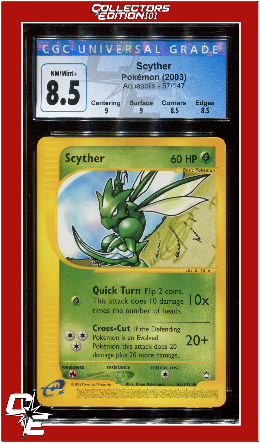 Aquapolis 57 Scyther CGC 8.5 - Subgrades