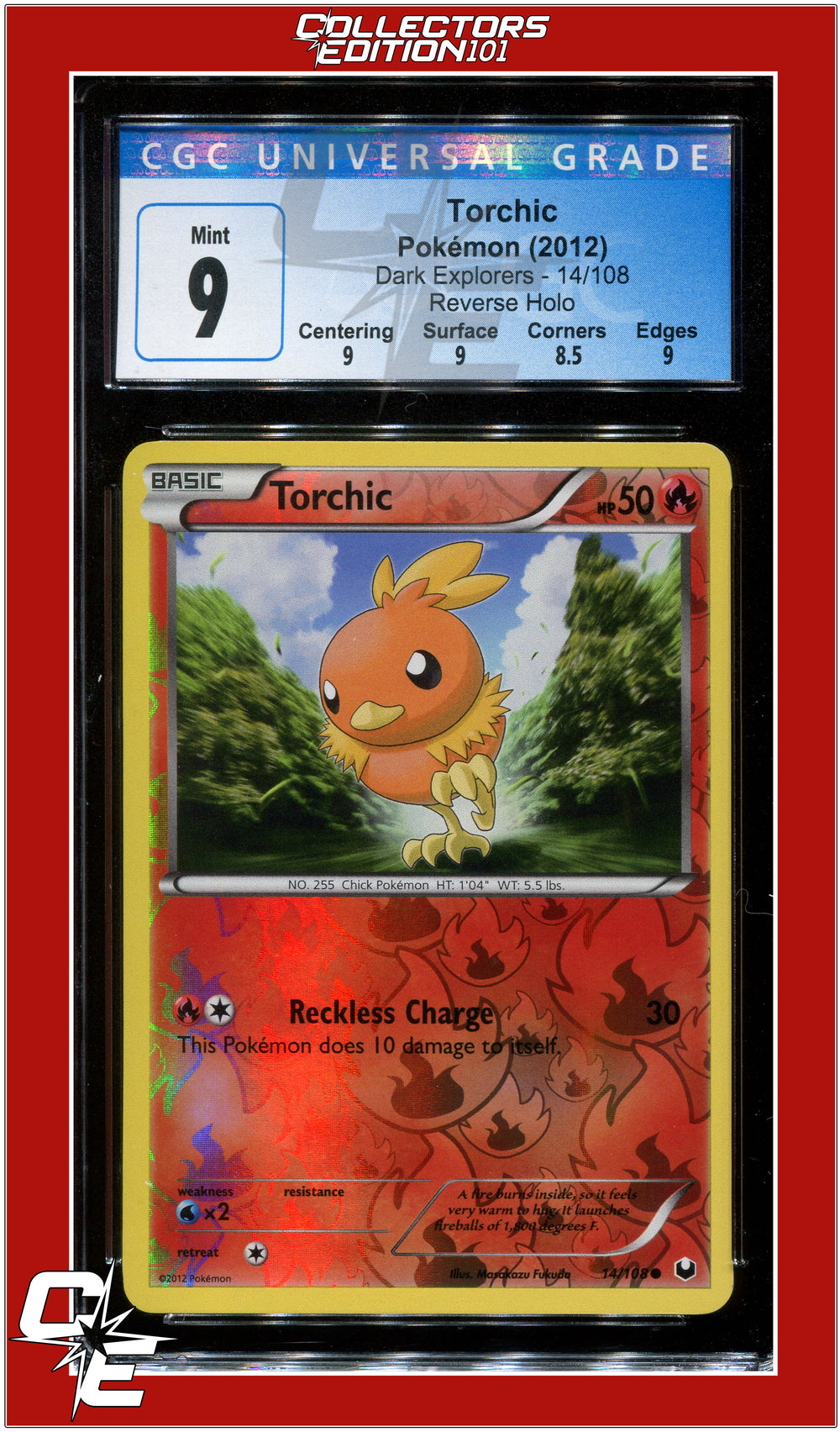 Dark Explorers Torchic Reverse Holo 14/108 CGC 9 - Subgrades