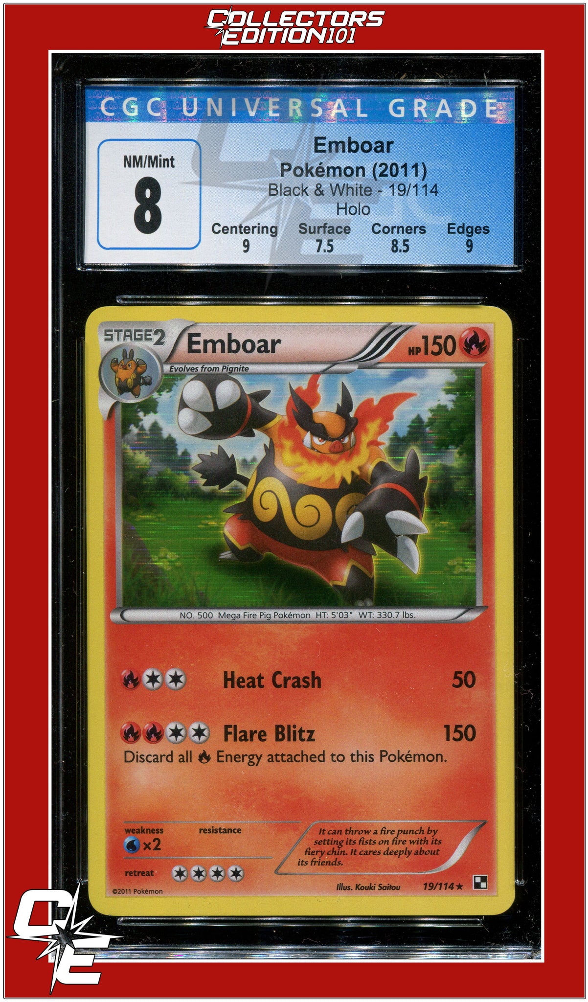 emboar pokemon card Black & White 19 Emboar Holo CGC 8 - Subgrades
