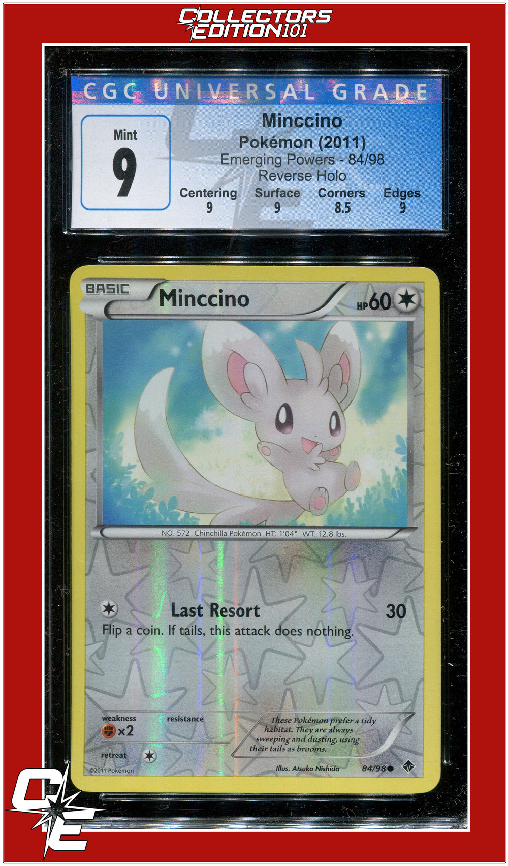 Emerging Powers 84 Minccino Reverse Holo CGC 9 - Subgrades