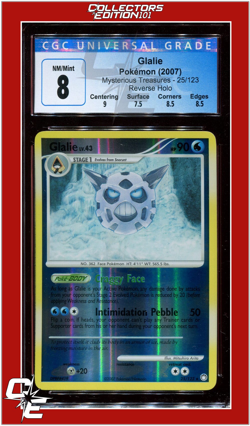 Mysterious Treasures Glalie Reverse Holo 25/123 CGC 8 - Subgrades