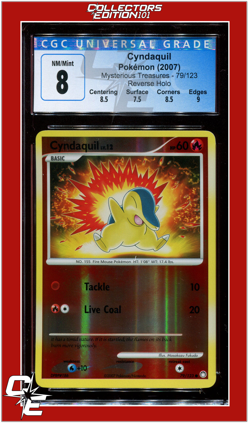 Mysterious Treasures 79 Cyndaquil Reverse Holo CGC 8 - Subgrades