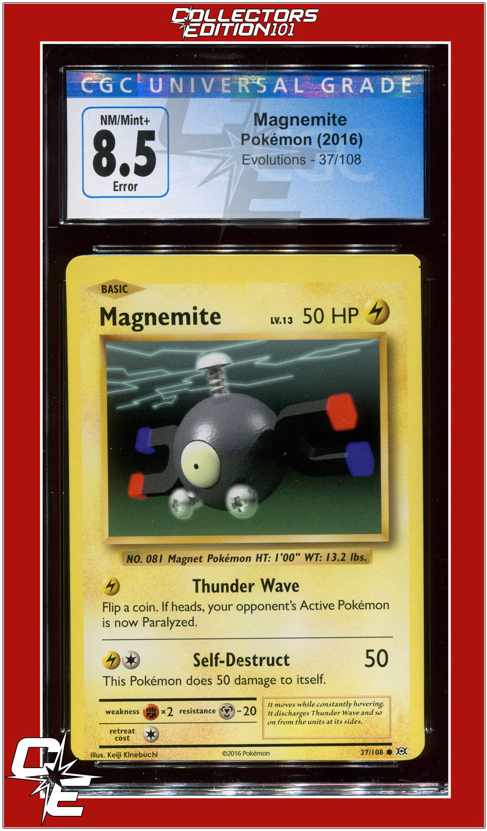 graded miscut pokemon cards Evolutions 37 Magnemite CGC 8.5 - Miscut *ERROR*