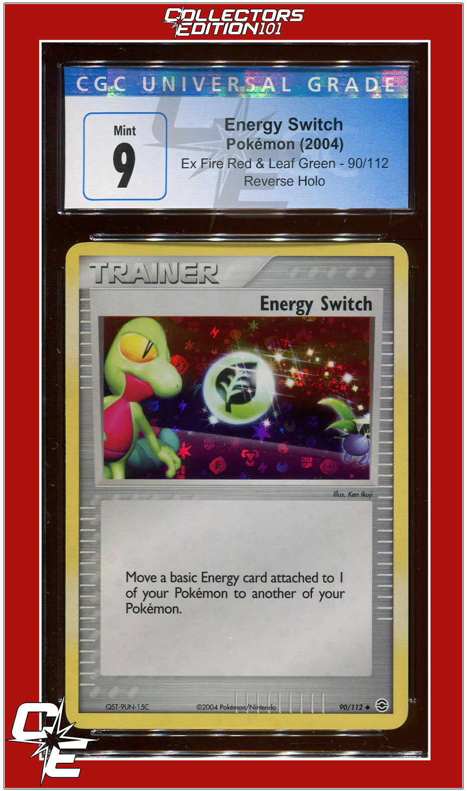 EX FireRed LeafGreen 90 Energy Switch Reverse Holo CGC 9