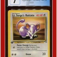 Gym Heroes 1st Edition Lt. Surge's Rattata 82/132 CGC 7