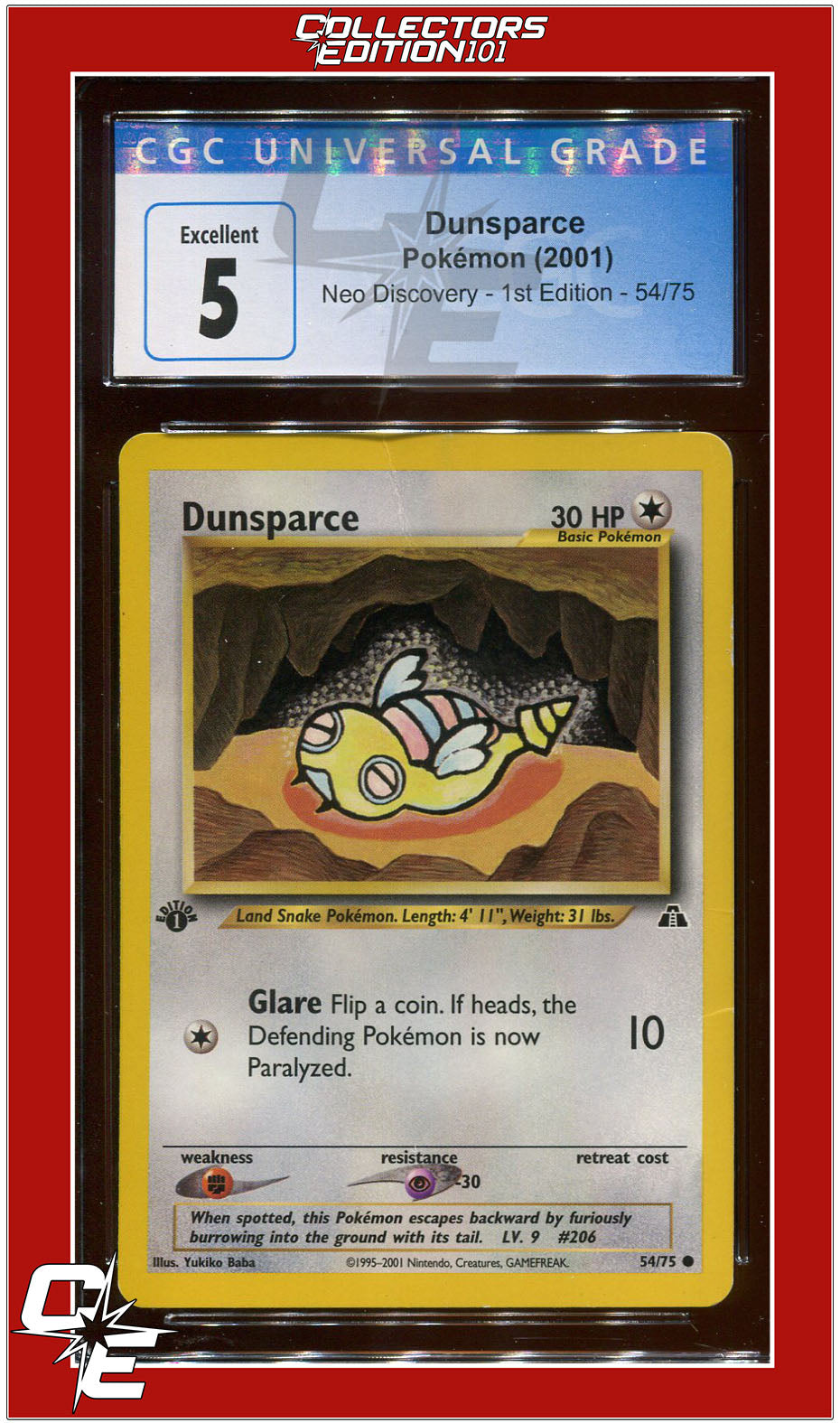 Neo Discovery 1st Edition Dunsparce 54/75 CGC 5