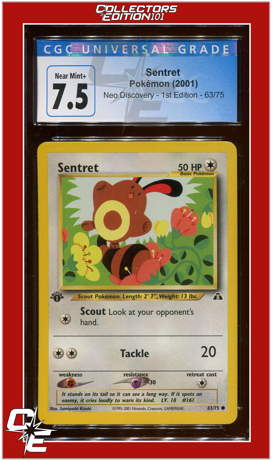 Neo Discovery 1st Edition Sentret 63/75 CGC 7.5