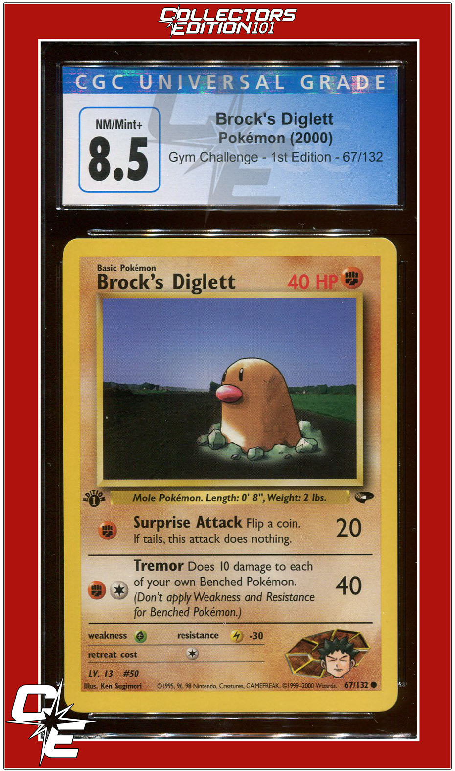 Gym Challenge 1st Edition Brock's Diglett 67/132 CGC 8.5