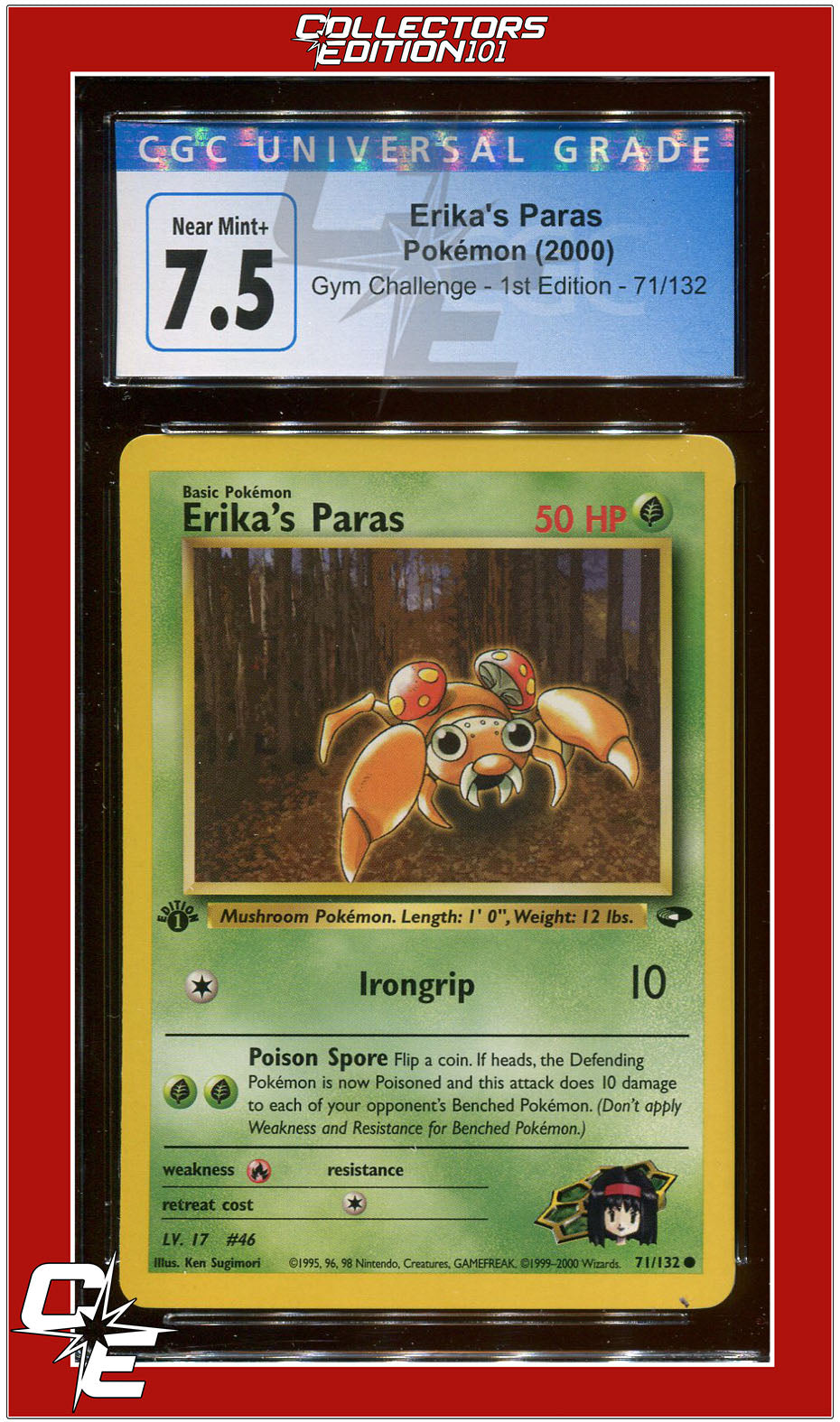 Gym Challenge 1st Edition Erika's Paras 71/132 CGC 7.5