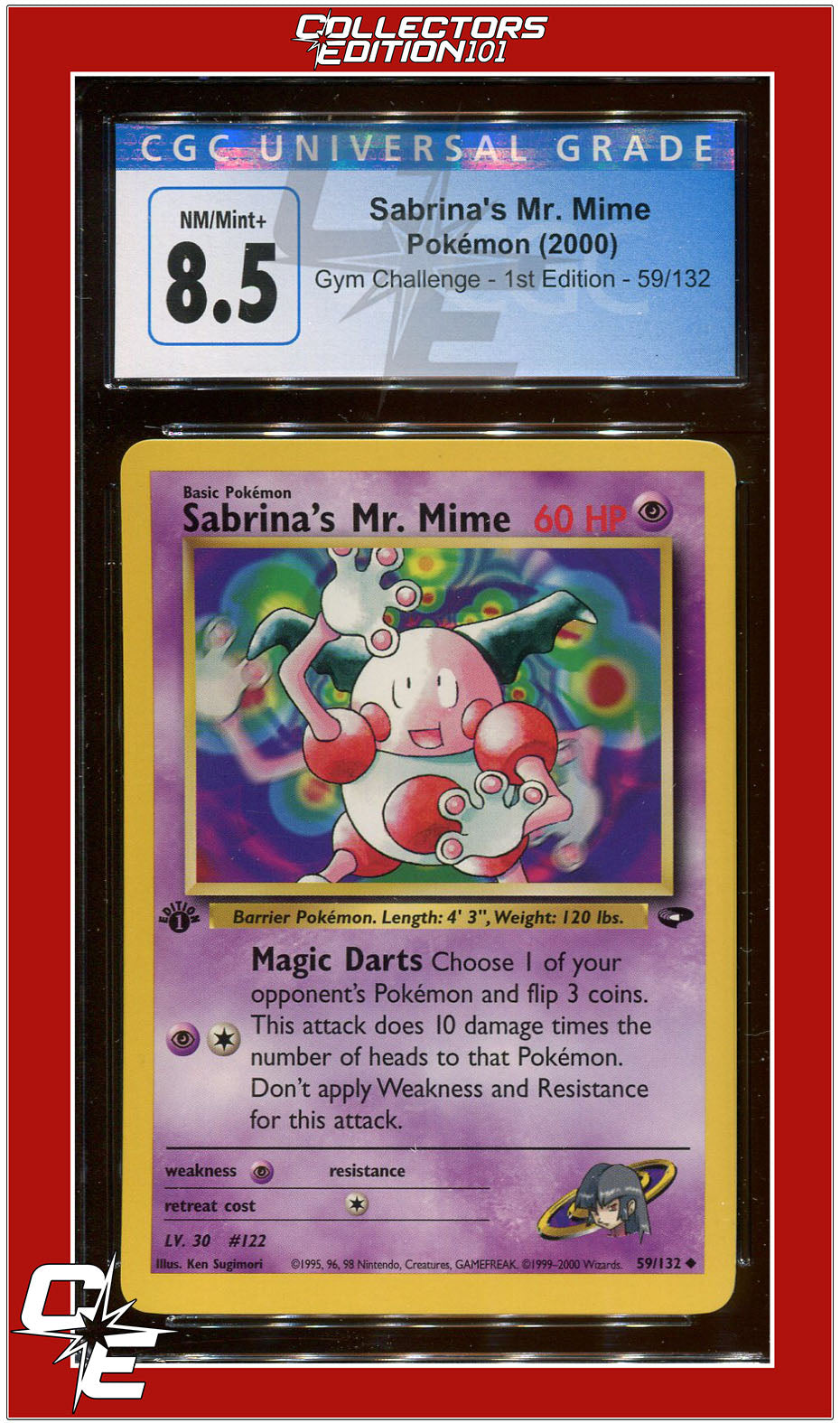 Gym Challenge 1st Edition Sabrina's Mr. Mime 59/132 CGC 8.5