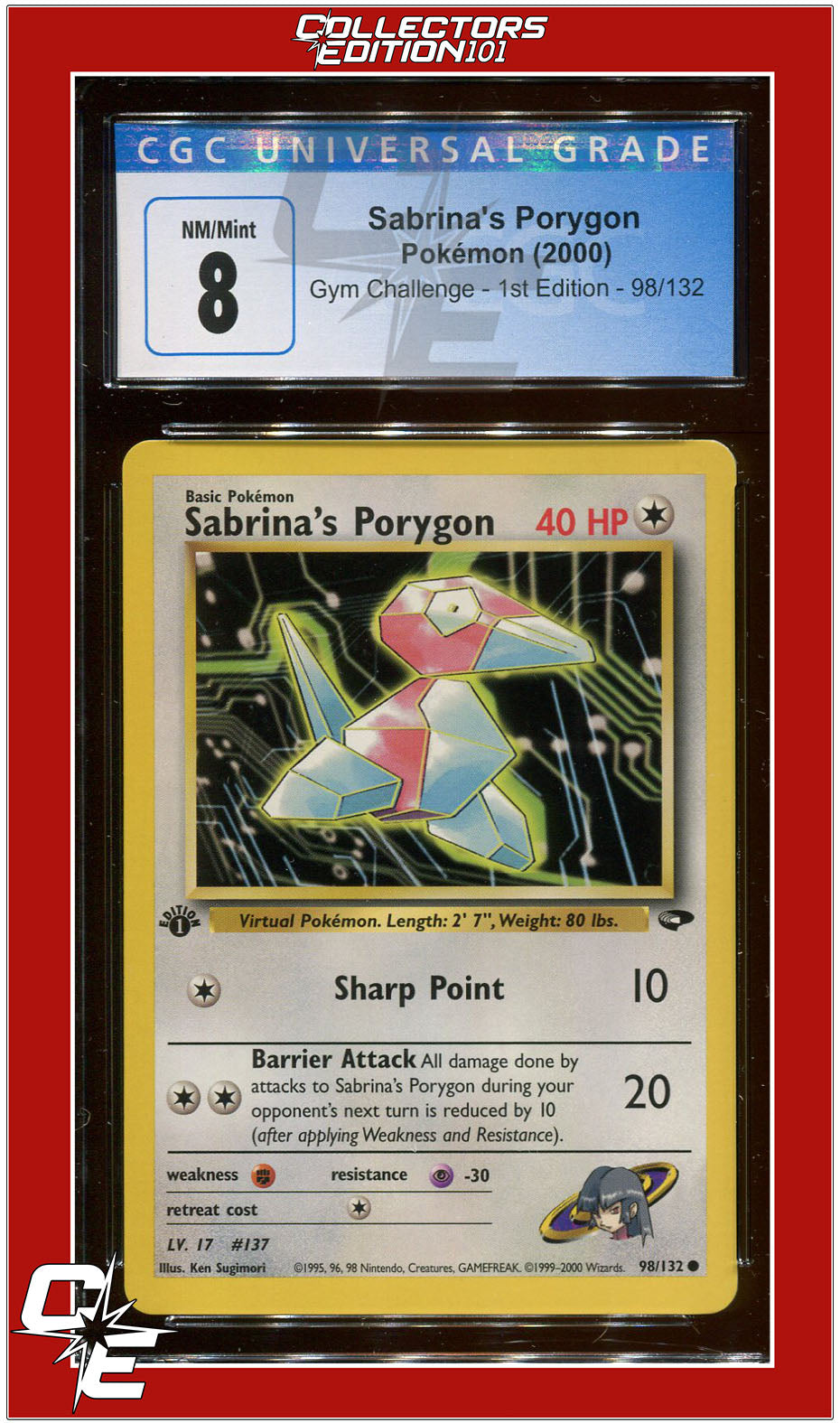 Gym Challenge 1st Edition Sabrina's Porygon 98/132 CGC 8