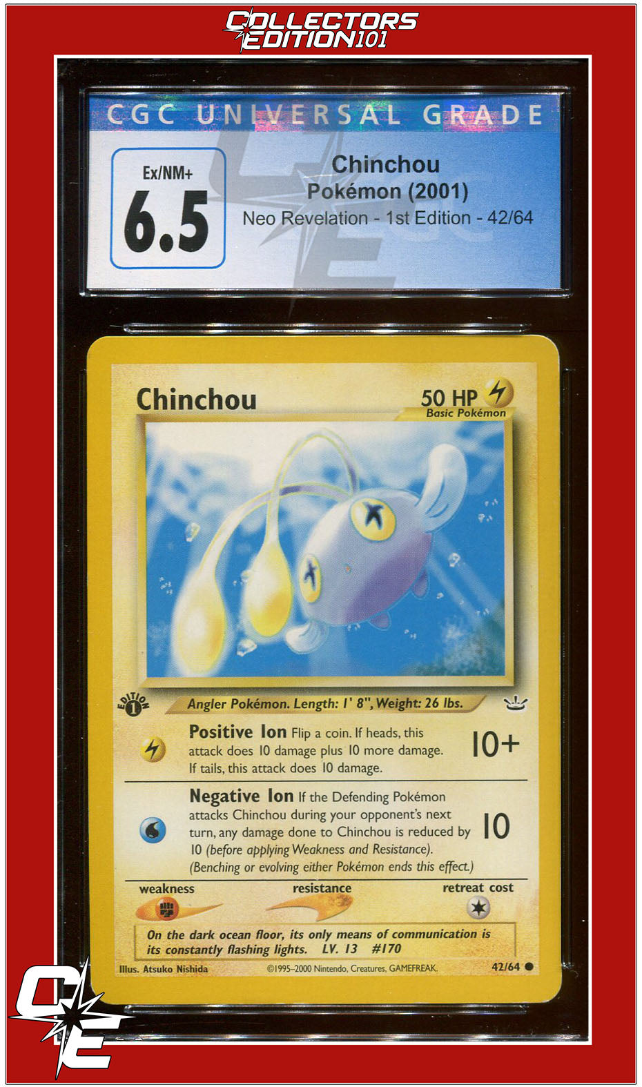pokemon chinchou card Neo Revelation 42 Chinchou 1st Edition CGC 6.5