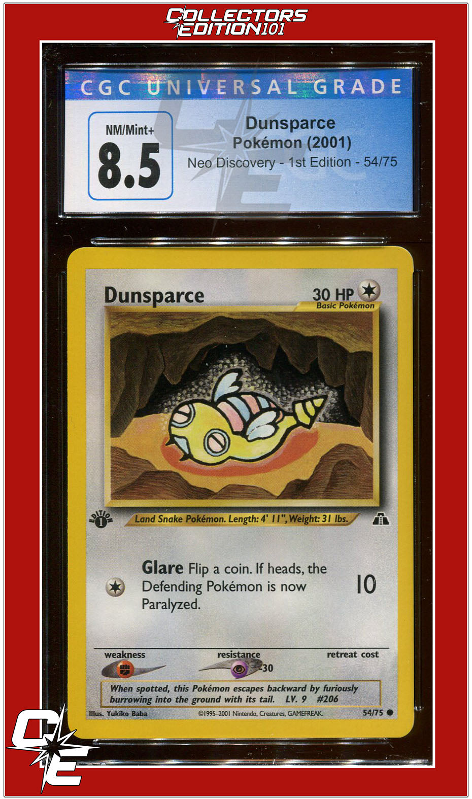 Neo Discovery 1st Edition Dunsparce 54/75 CGC 8.5