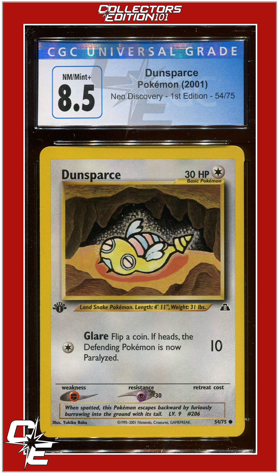 Neo Discovery 54 Dunsparce 1st Edition CGC 8.5