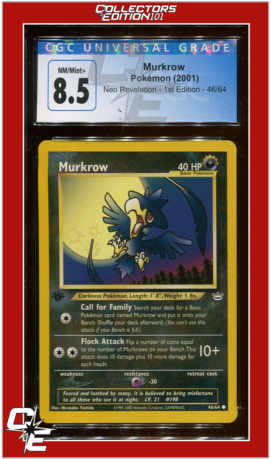 murkrow pokemon card value Neo Revelation 46 Murkrow 1st Edition CGC 8.5