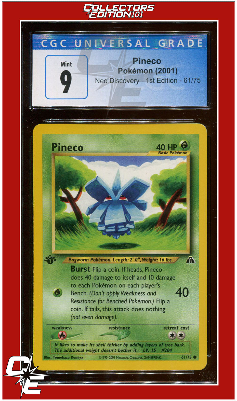 pineco pokemon card Neo Discovery 61 Pineco 1st Edition CGC 9