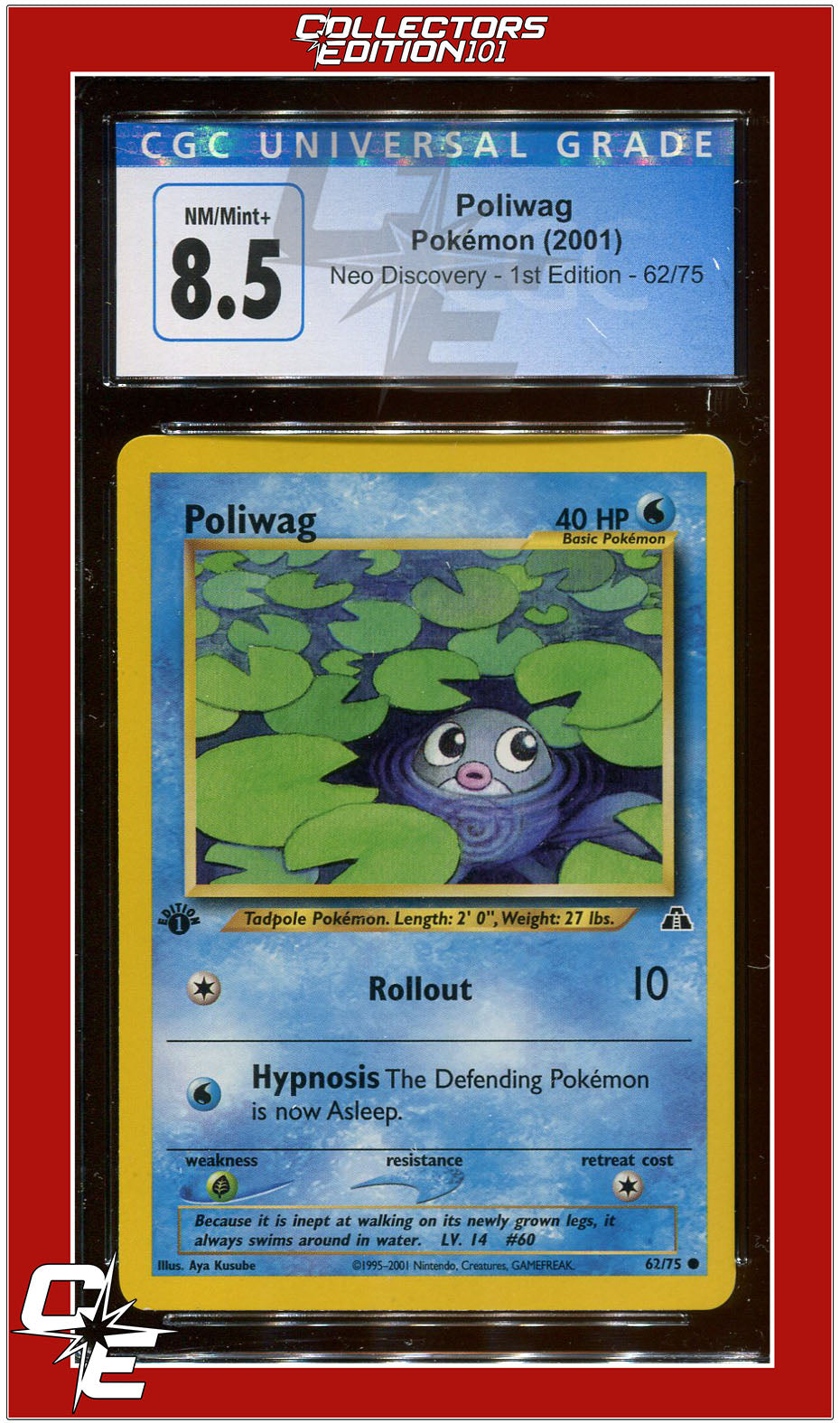 Neo Discovery 1st Edition Poliwag 62/75 CGC 8.5