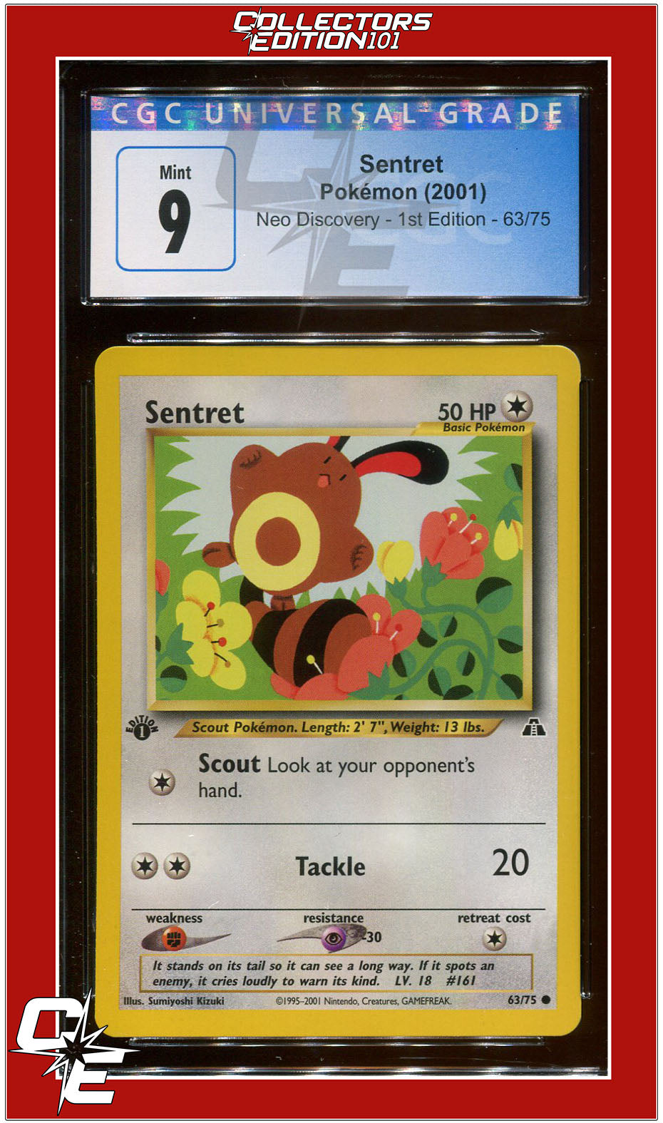 Neo Discovery 63 Sentret 1st Edition CGC 9 | Collectors Edition 101 Neo Discovery 63 Sentret 1st Edition CGC 9 | Collectors Edition 101