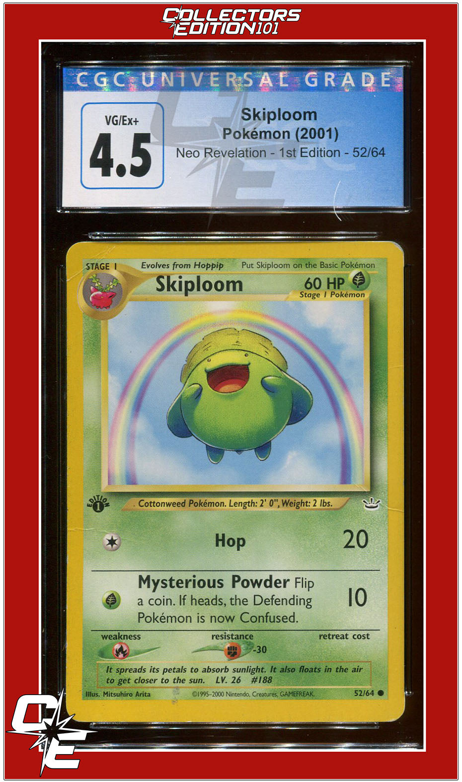 Neo Revelation 52 Skiploom 1st Edition CGC 4.5 | Collectors Edition 101 Neo Revelation 52 Skiploom 1st Edition CGC 4.5 | Collectors Edition 101