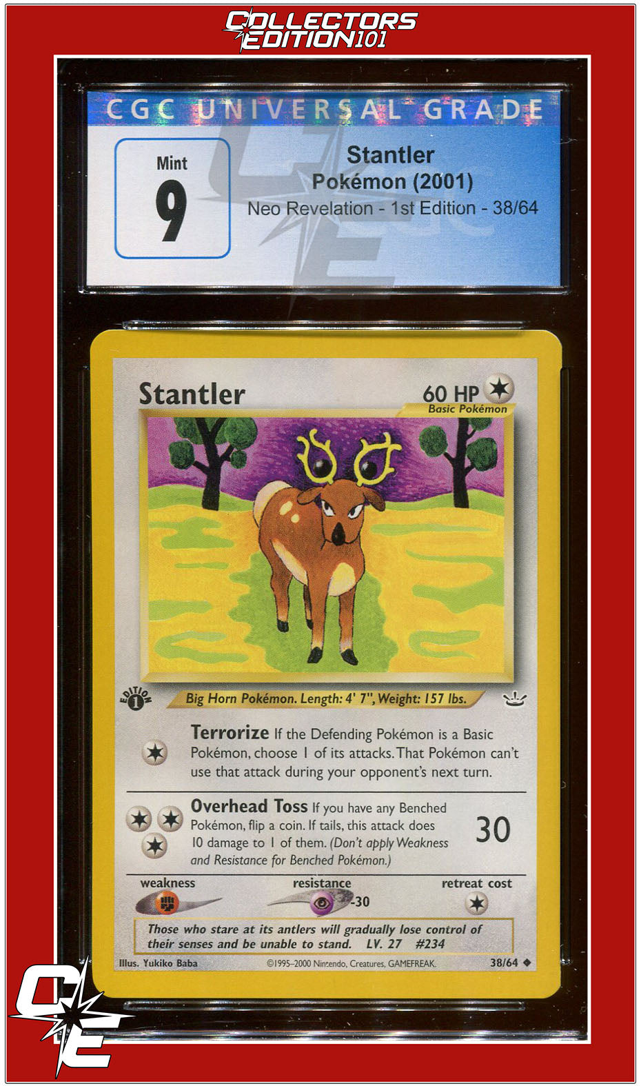 Neo Revelation 38 Stantler 1st Edition CGC 9