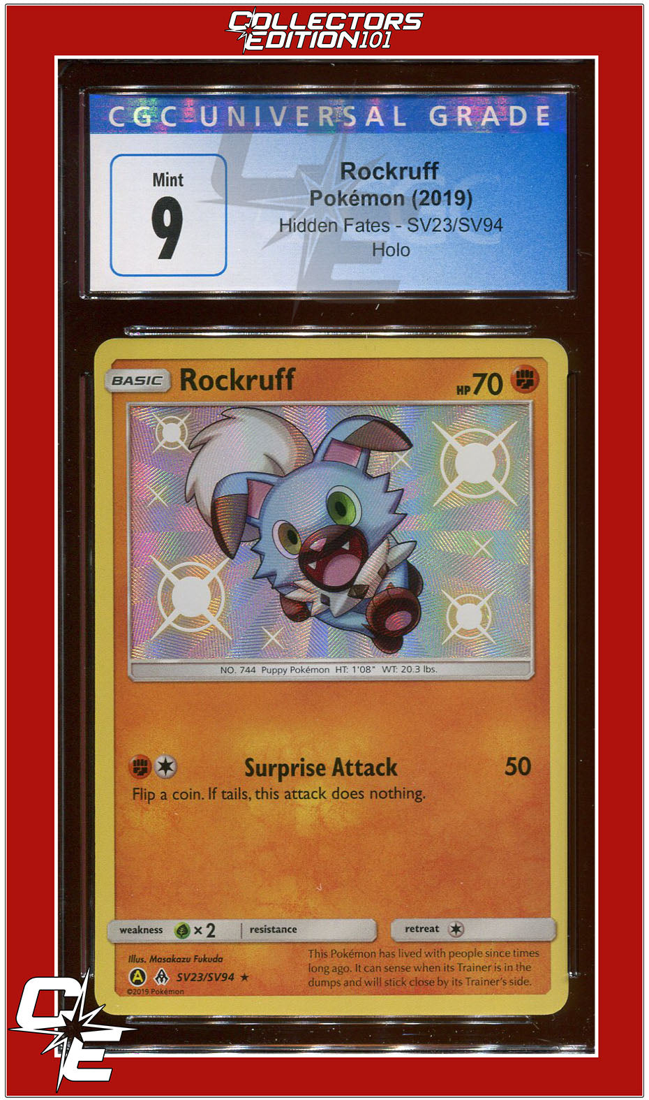 Hidden Fates Rockruff Holo SV23/SV94 CGC 9