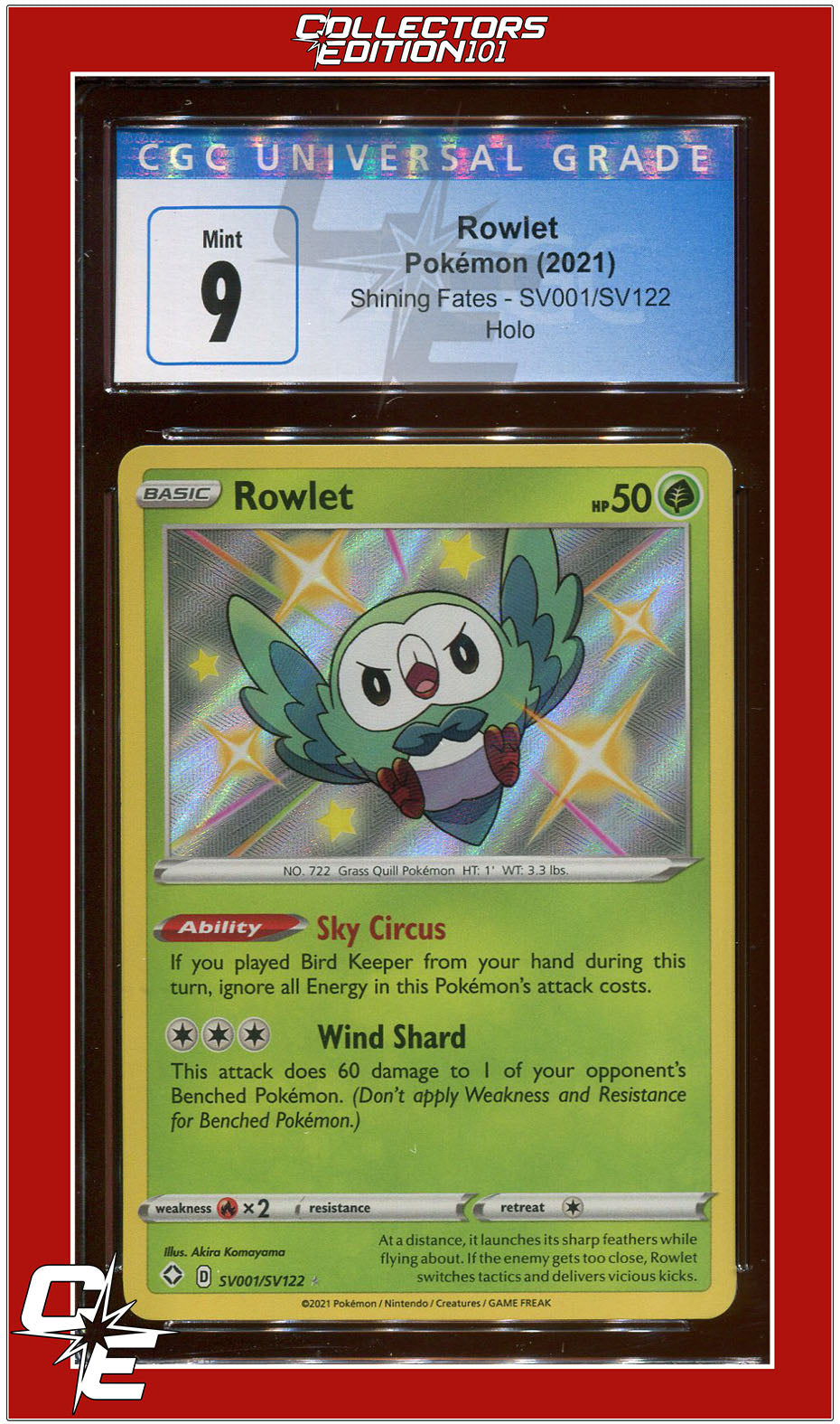 Shining Fates SV001 Rowlet Holo CGC 9