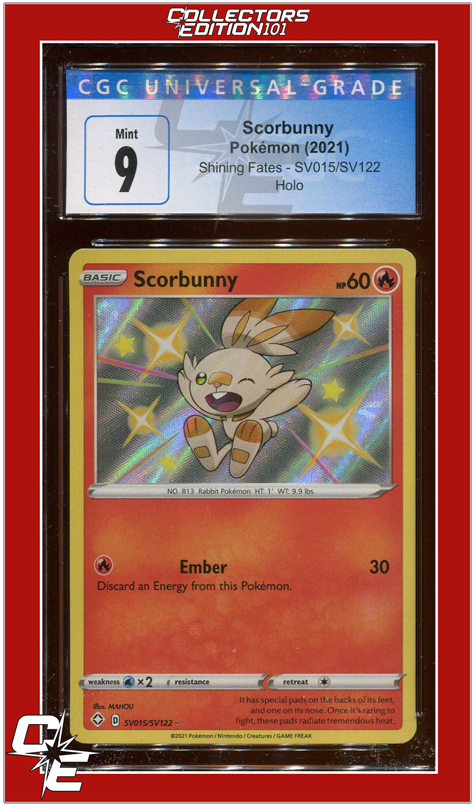 Shining Fates SV015 Scorbunny Holo CGC 9