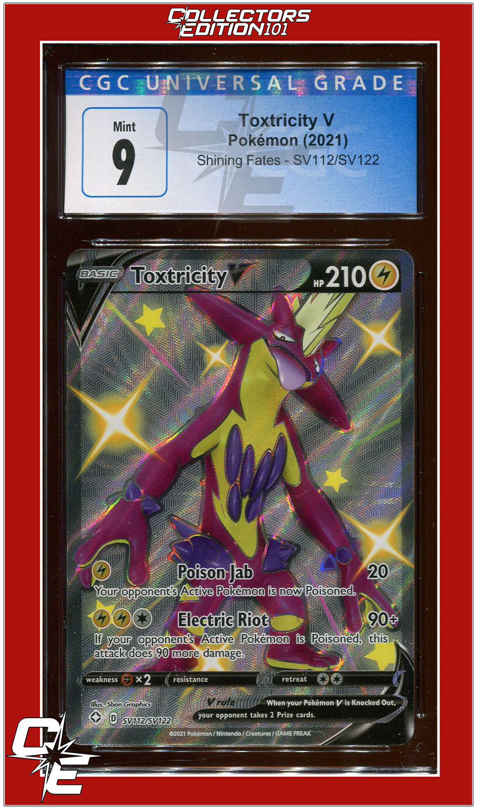 Shining Fates SV112 Full Art Toxtricity V CGC 9
