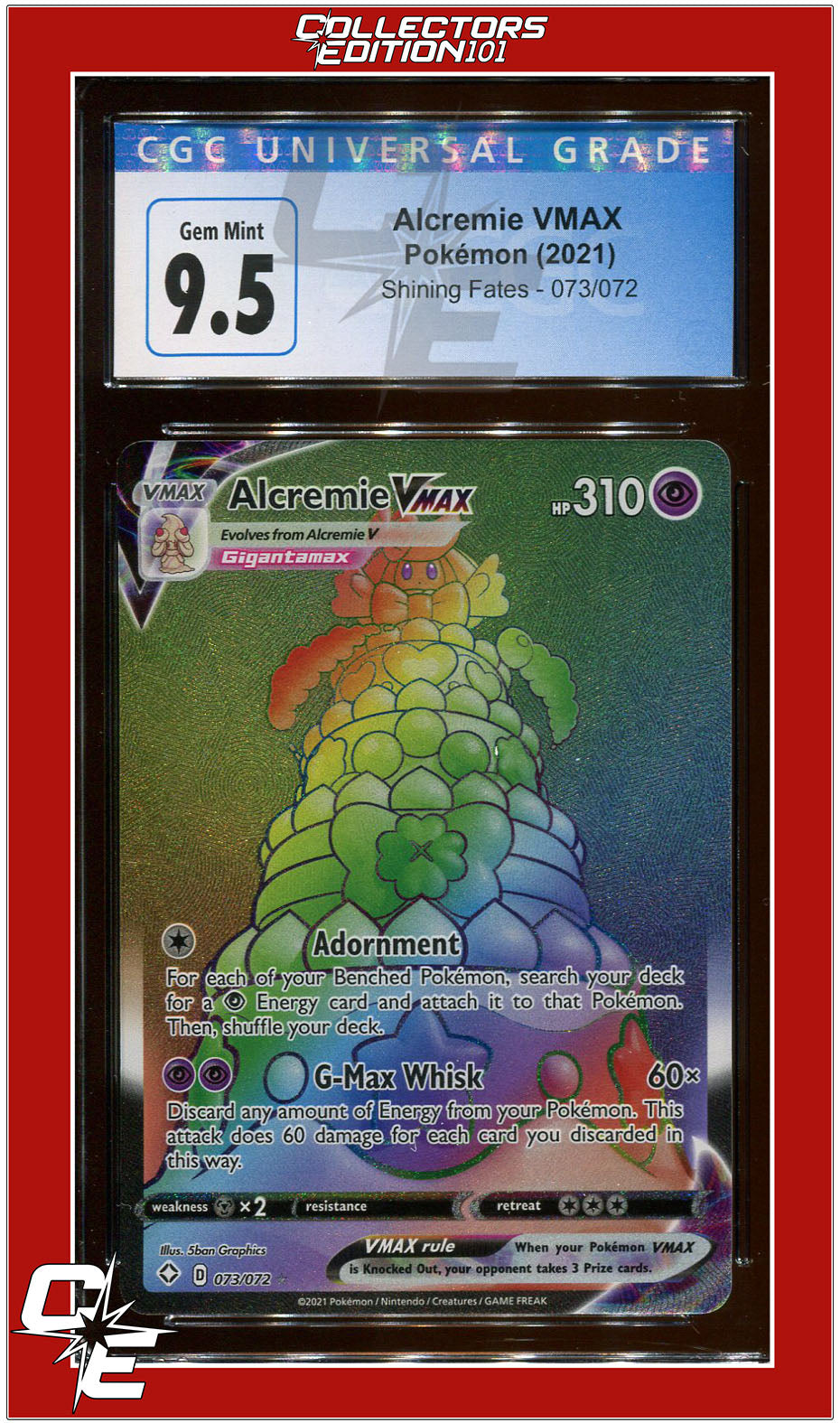Shining Fates 073 Full Art Alcremie VMAX CGC 9.5 | Collectors Edition 101 Shining Fates 073 Full Art Alcremie VMAX CGC 9.5 | Collectors Edition 101